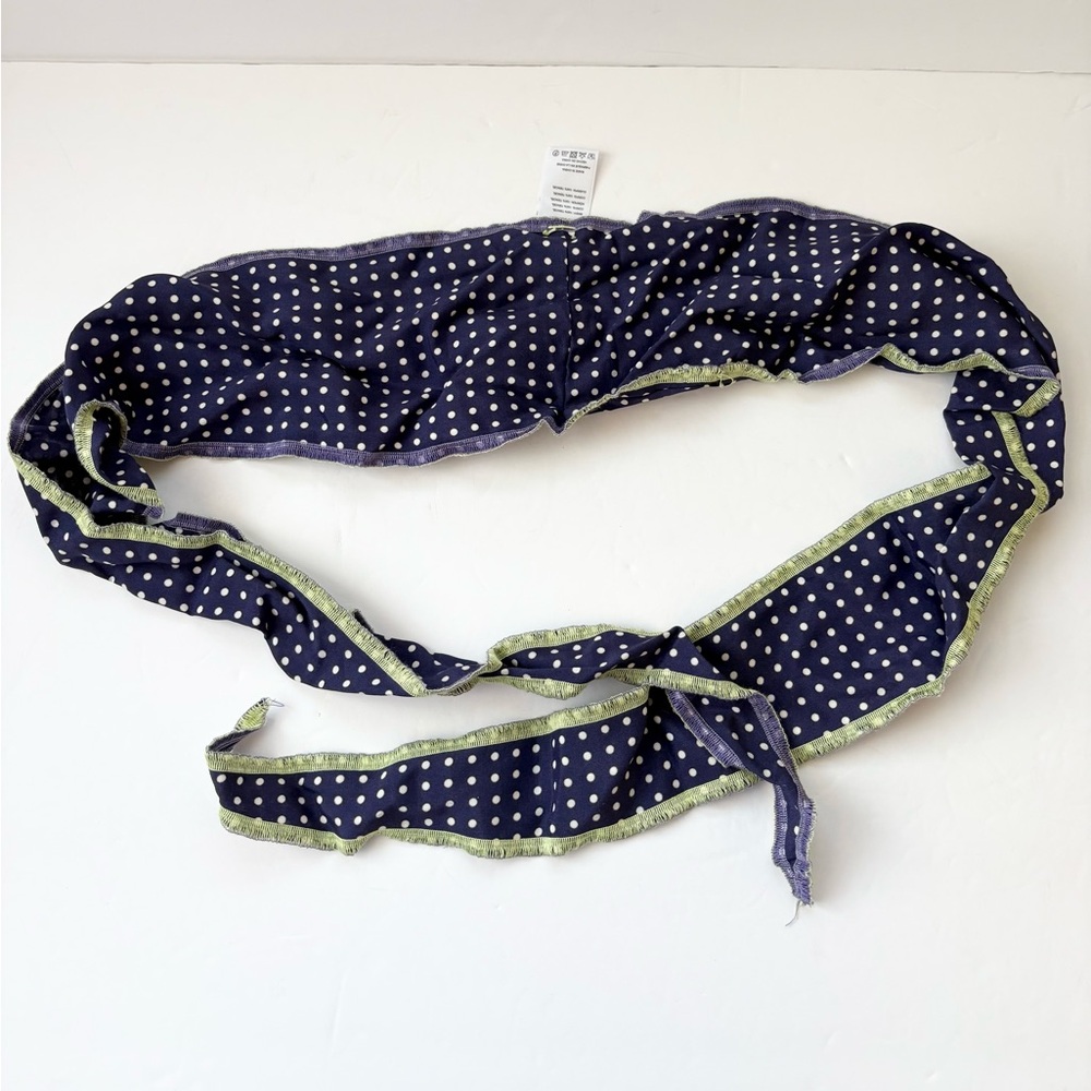 Free People Navy Polka Dot Scarf with White Dots and Green Trim